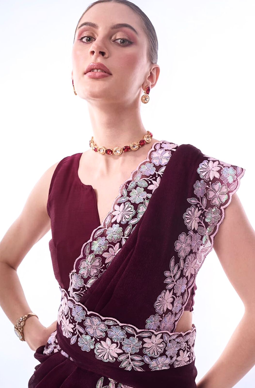 Designer sequins georgette saree
