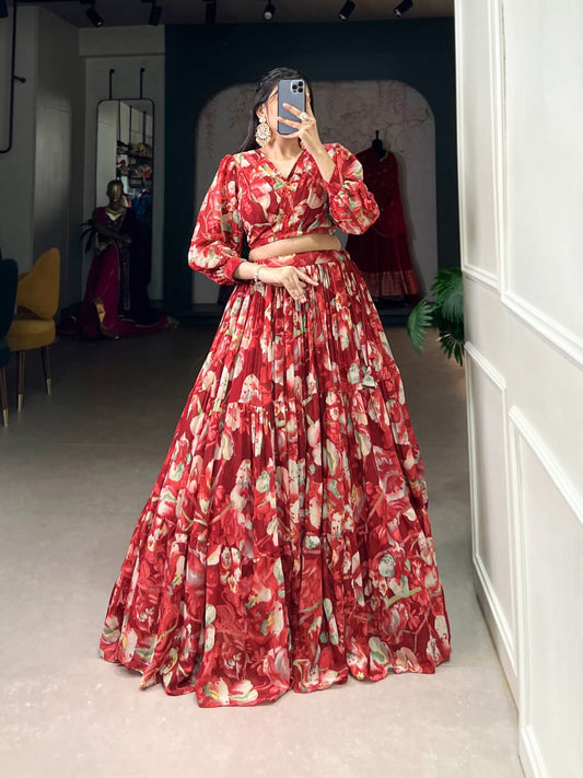 Georgette Chex Floral Print Lehenga Choli
