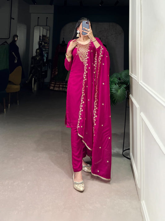 Organza Suit with Thread Embroidery