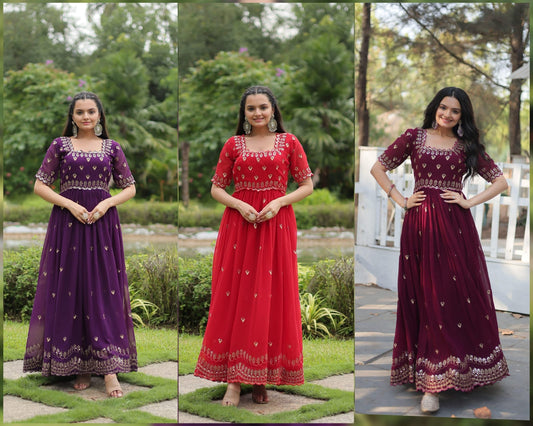 Premium Designer Readymade Gown with High Quality Zari Thread