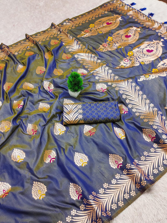 Soft Banarasi silk saree with zari weaving