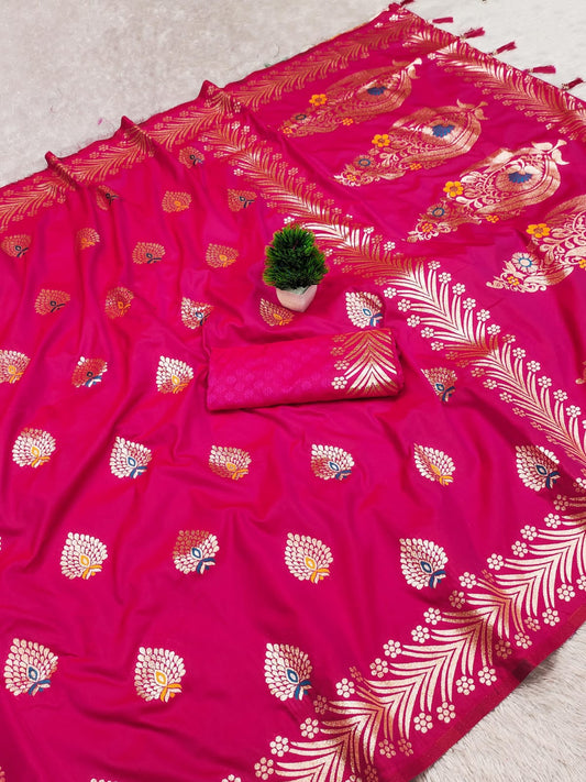Soft Banarasi silk saree with zari weaving