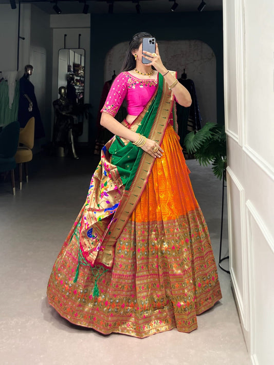 Exquisite Paithani Lehenga with Zari Weaving Work