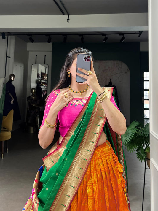 Exquisite Paithani Lehenga with Zari Weaving Work