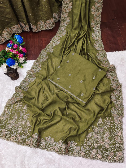 Heavy Embroidery Designer Saree