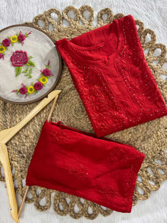 Rayon Mukaish Kurti Palazzo Set