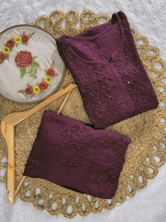 Rayon Mukaish Kurti Palazzo Set