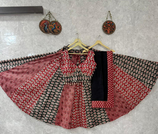Multi Color Ajrakh Cotton Chaniya Choli