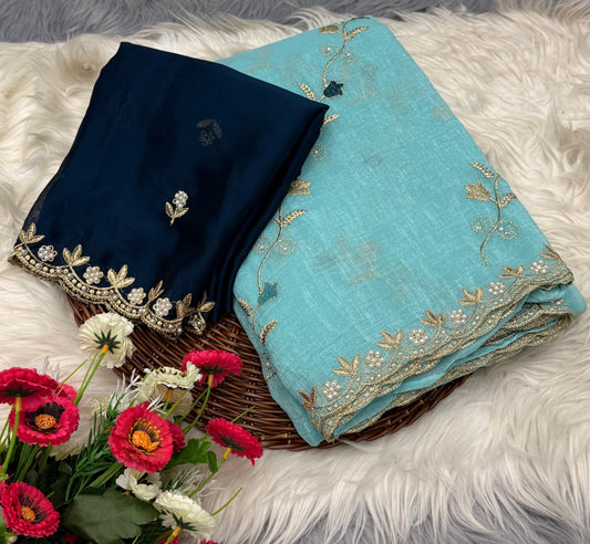 Crunchy Silk Saree with Lehariya work