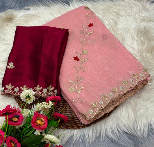 Crunchy Silk Saree with Lehariya work