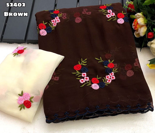 Georgette Saree with embroidery work butta