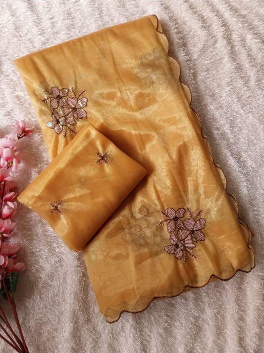 Jimmy Choo Fabric Saree with Sequence Embroidery work