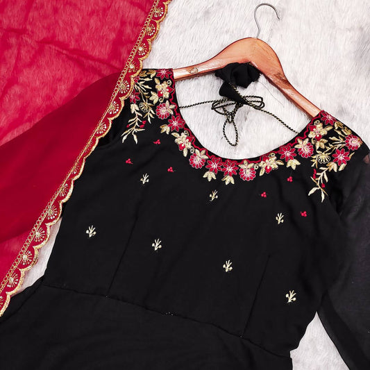 Georgette Anarkali Gown with Zari Embroidery work