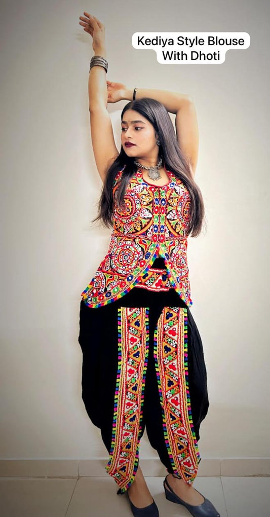 Heavy Rayon Traditional Embroidery Dhoti With Designer Jacket and Blouse