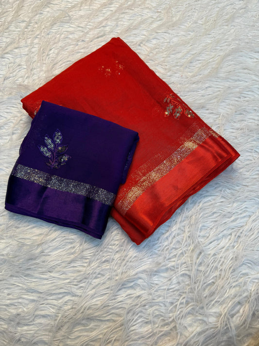 Pure Viscose Georgette Saree with Embroidery