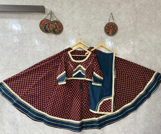 Original Ajrakh Cotton Print Chaniya Choli