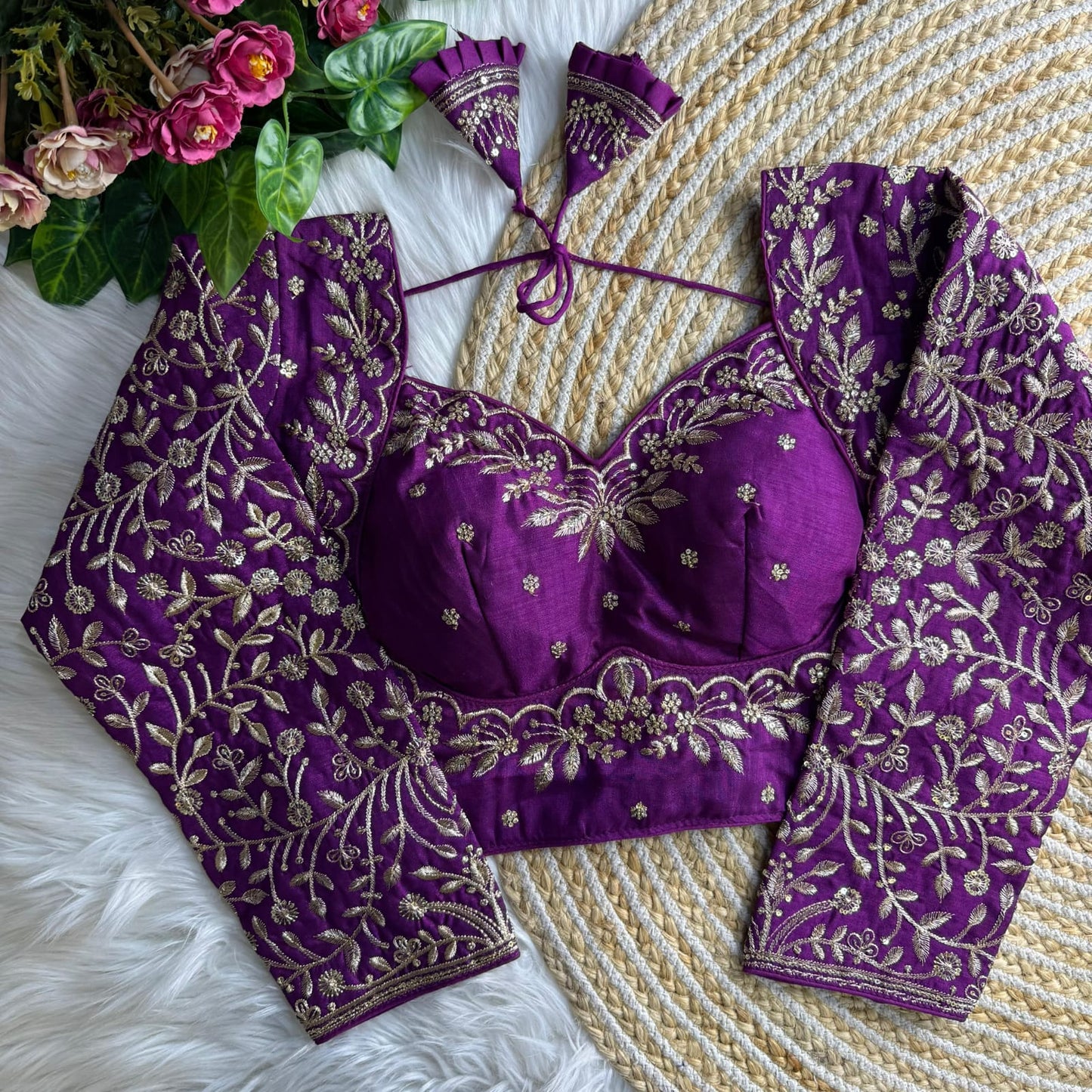 Pure Vichitra Silk Heavy Zari Embroidery Blouse