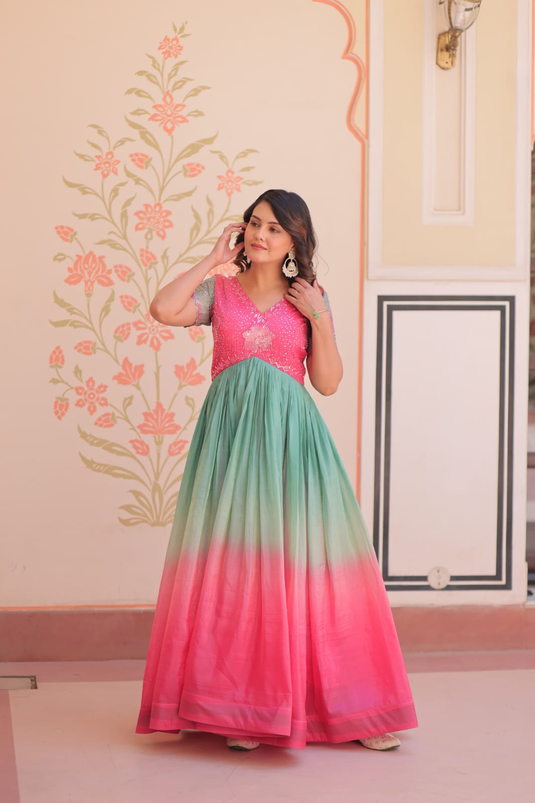 Premium Readymade Designer Embroidered Gown