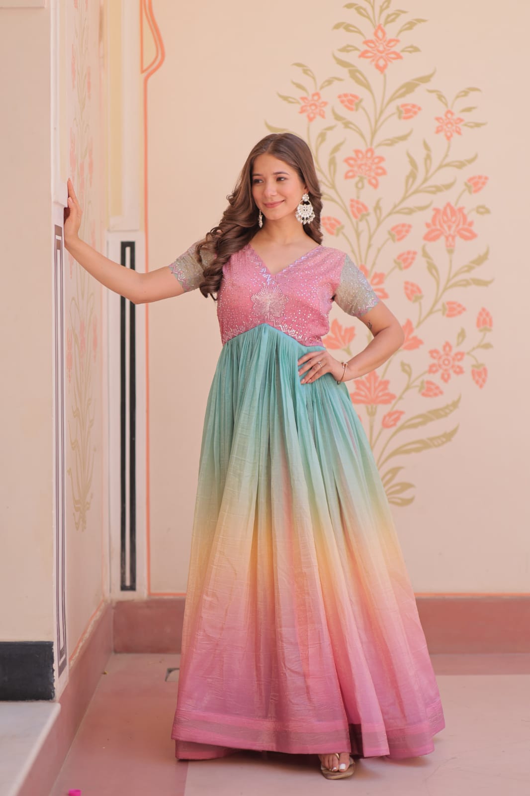 Premium Readymade Designer Embroidered Gown