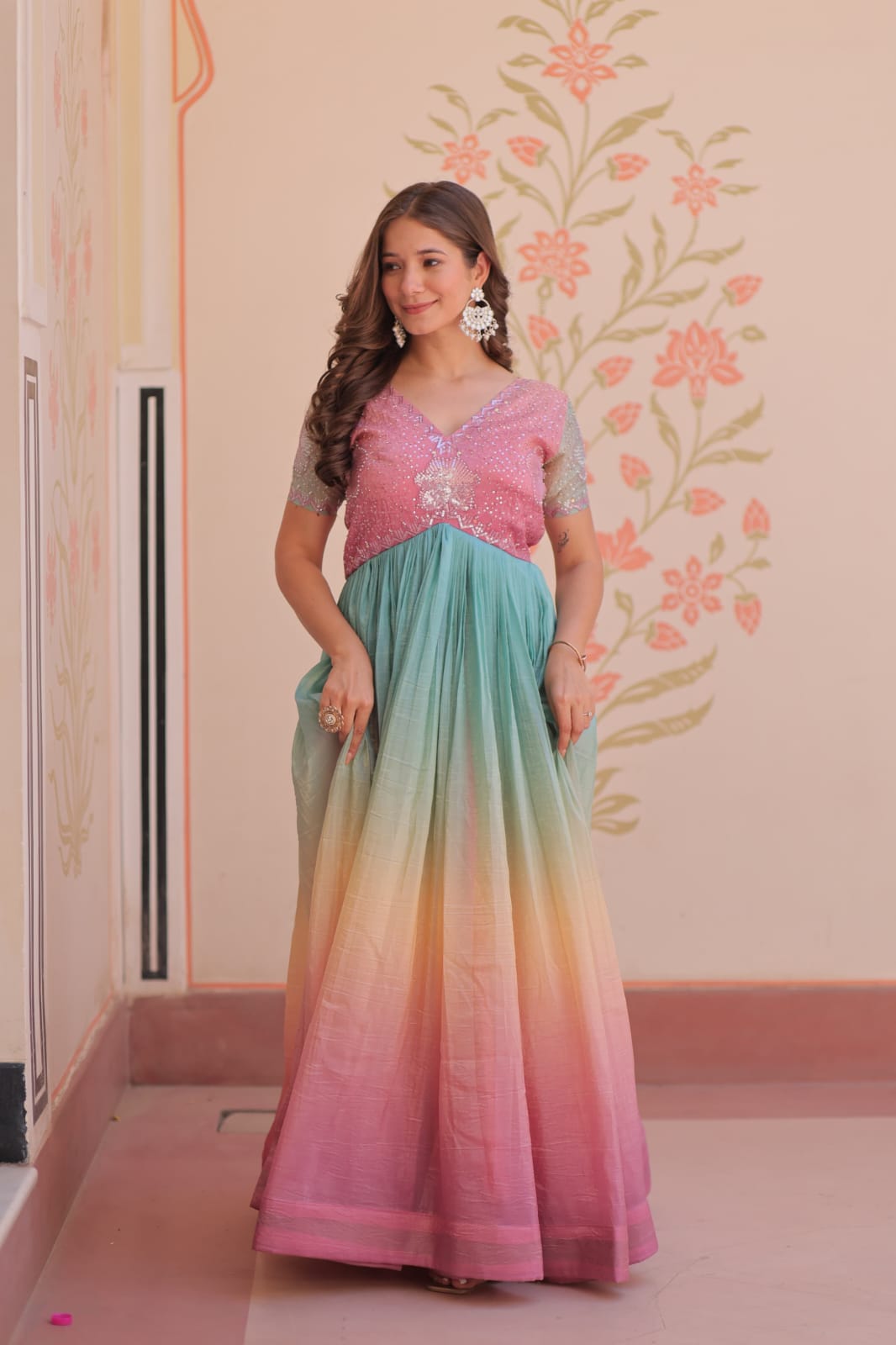 Premium Readymade Designer Embroidered Gown