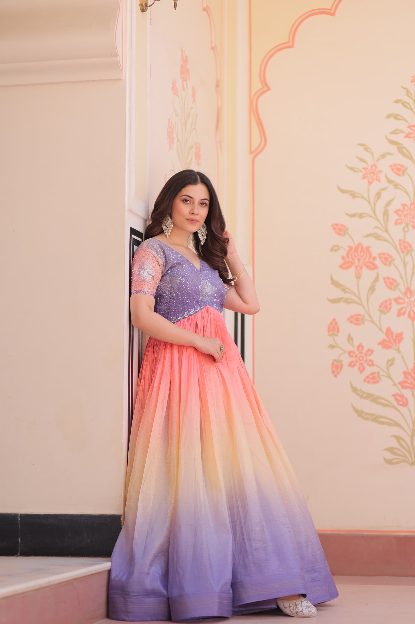 Premium Readymade Designer Embroidered Gown
