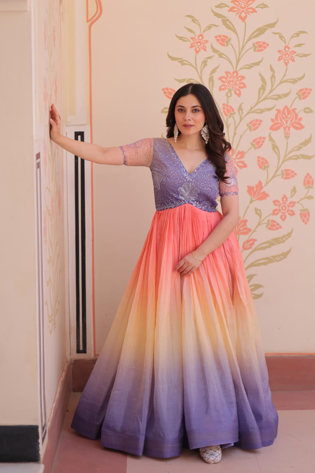 Premium Readymade Designer Embroidered Gown