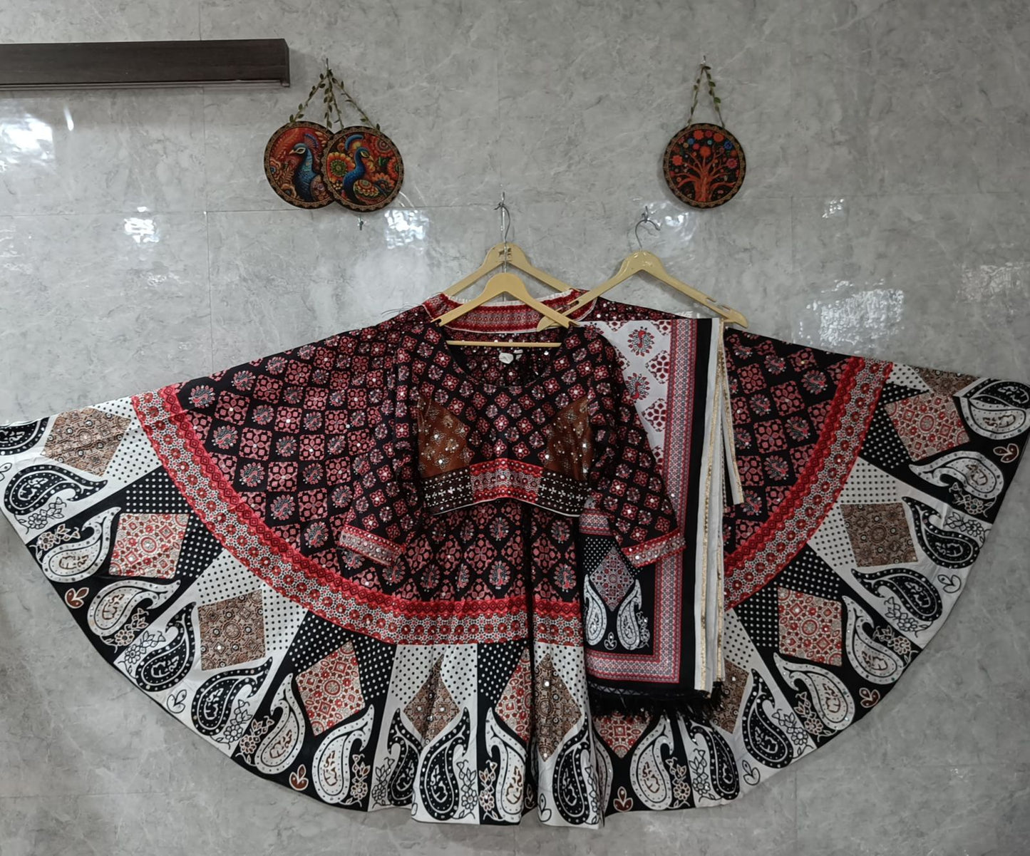 Premium Sartin With Digital Print Figure Design Chaniya Choli