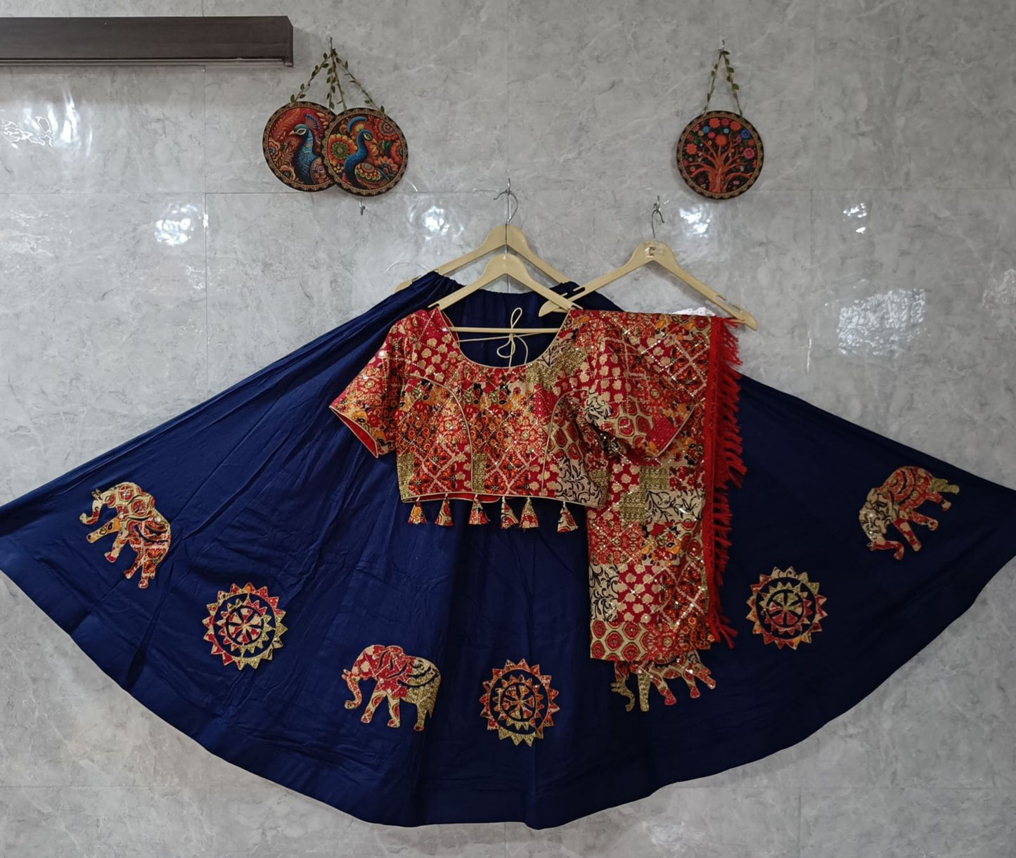 Heavy Rayon Ajrakh Printed Designer Chaniya Choli