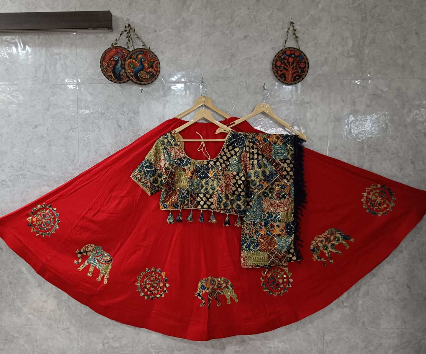 Heavy Rayon Ajrakh Printed Designer Chaniya Choli