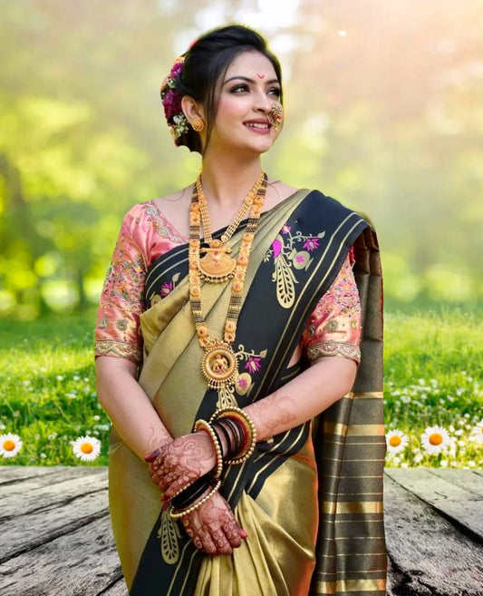 Soft Tissue Silk Peacock Brocade Paithani