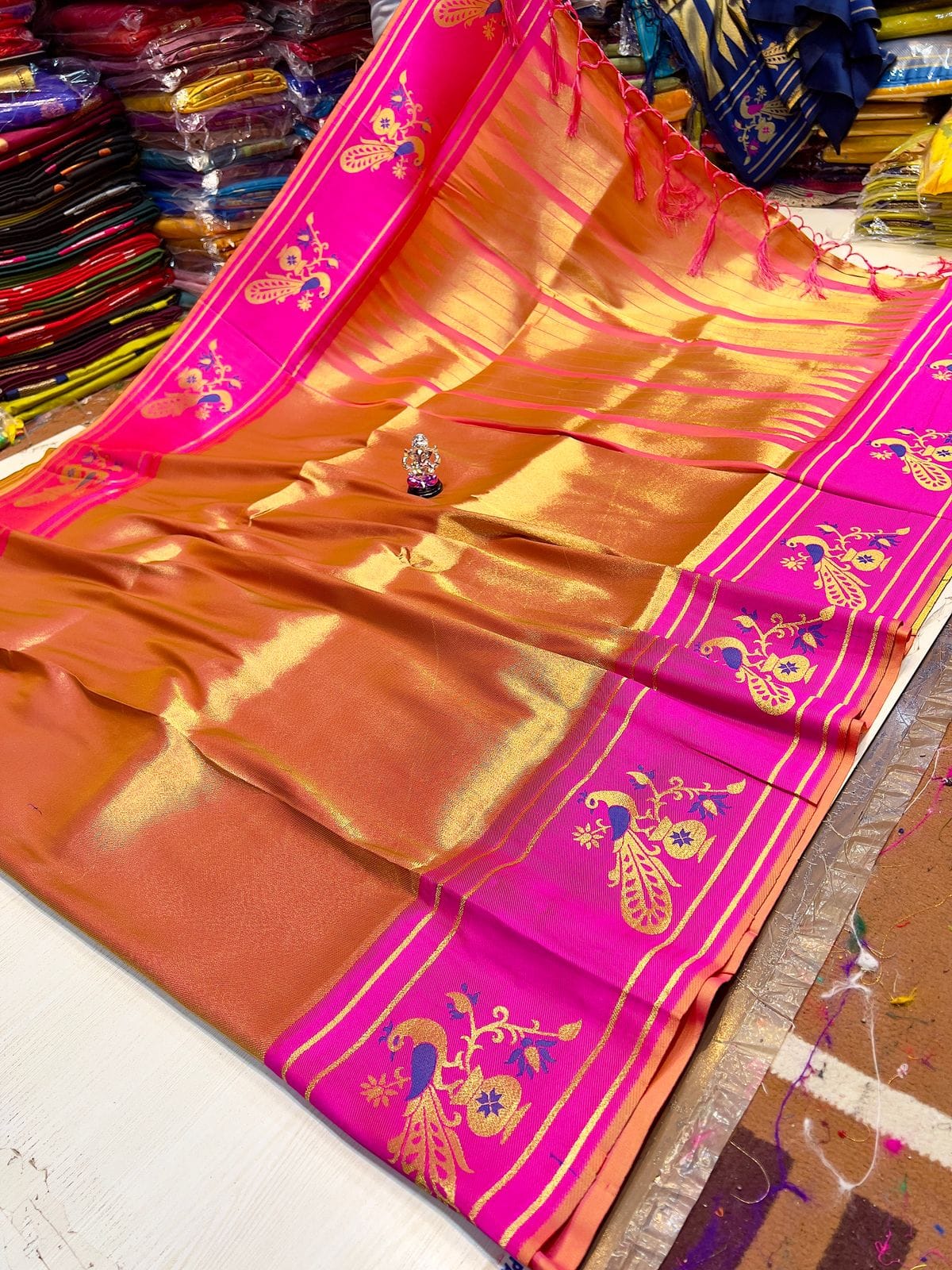 Soft Tissue Silk Peacock Brocade Paithani