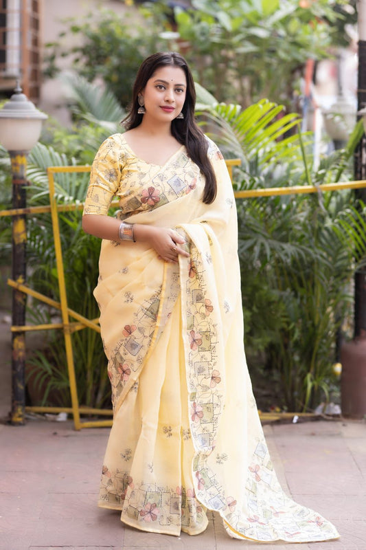 Soft Linen Saree with Beautiful Embroidery