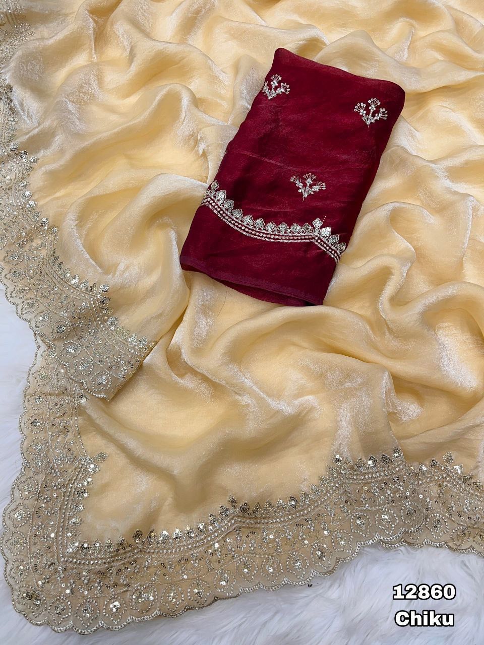 Soft & Smooth Space Silk Fendy Satin Saree