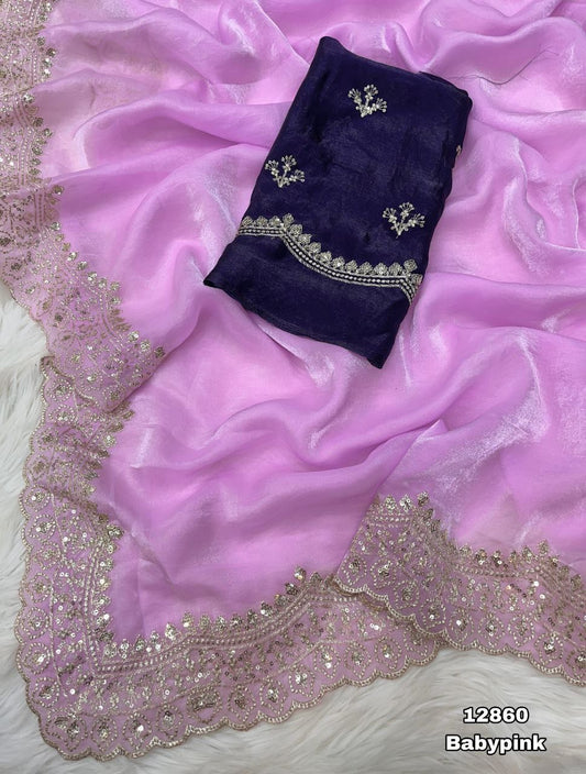 Soft & Smooth Space Silk Fendy Satin Saree