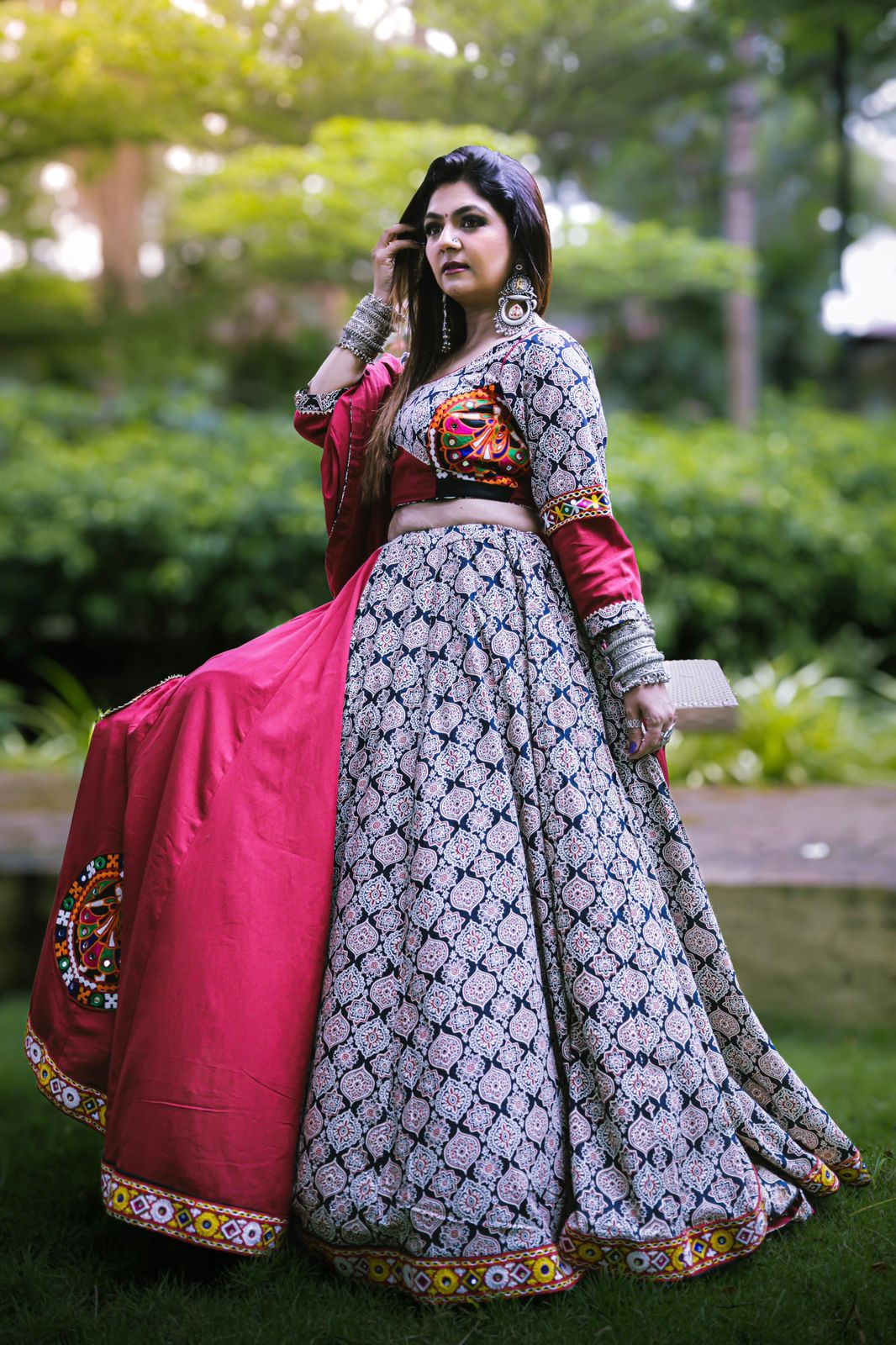 Premium Designer Ajrakh Cotton Heavy Chaniya Choli