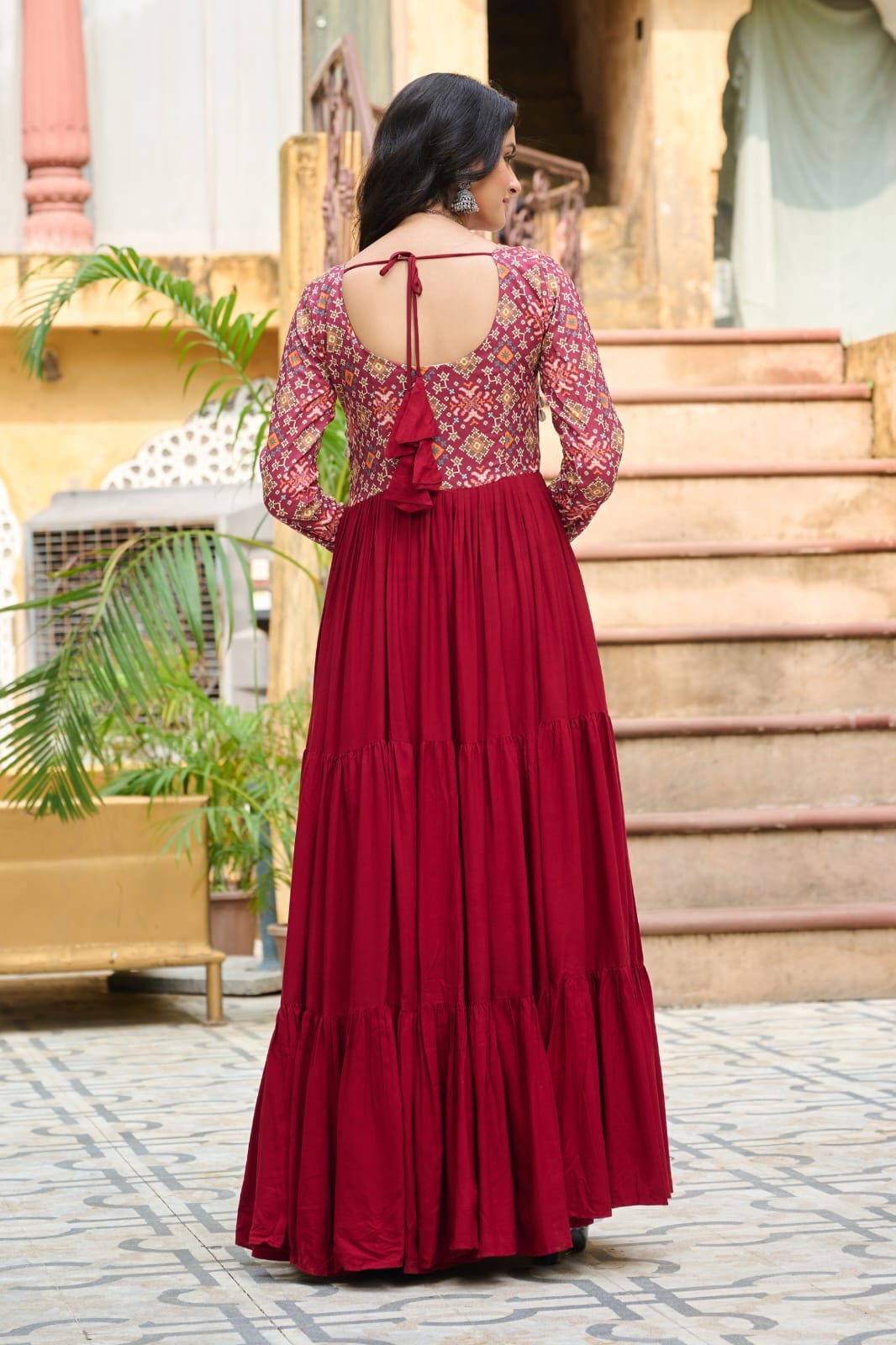 Navratri Special Gown With Kutchi Gamthi Embroidery Work