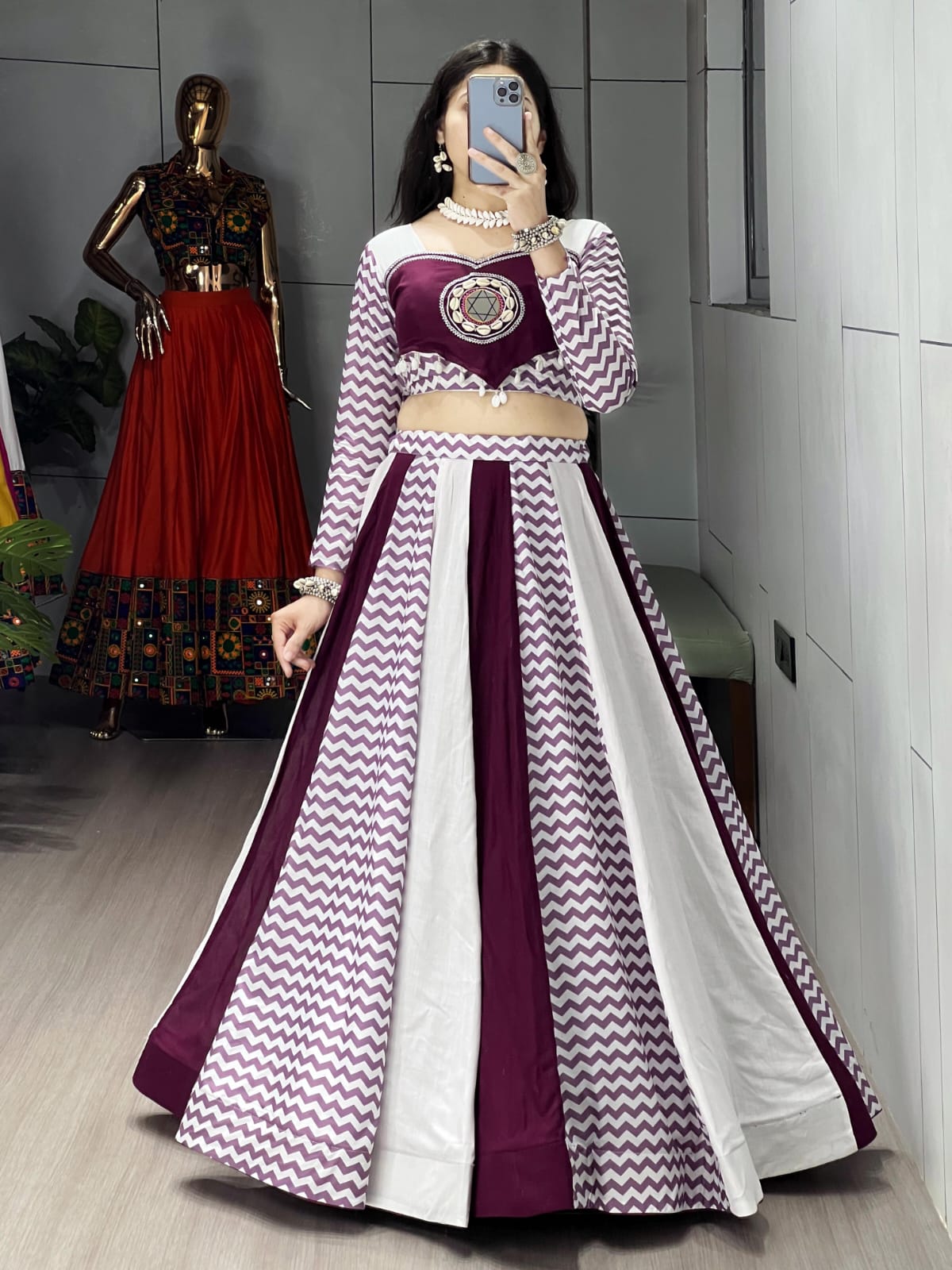 Elegant Wine Lehenga Set – Fully Stitched