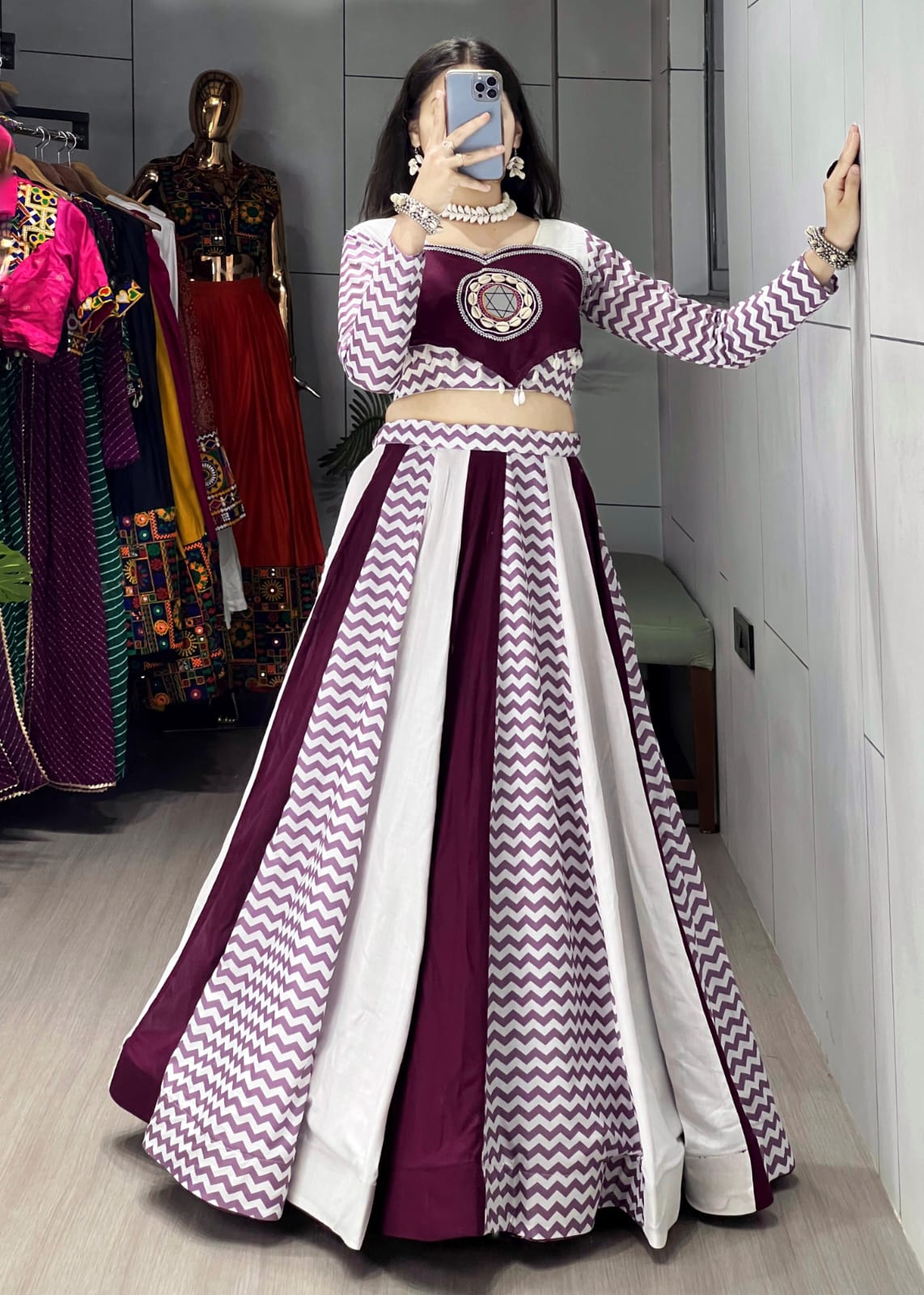 Elegant Wine Lehenga Set – Fully Stitched
