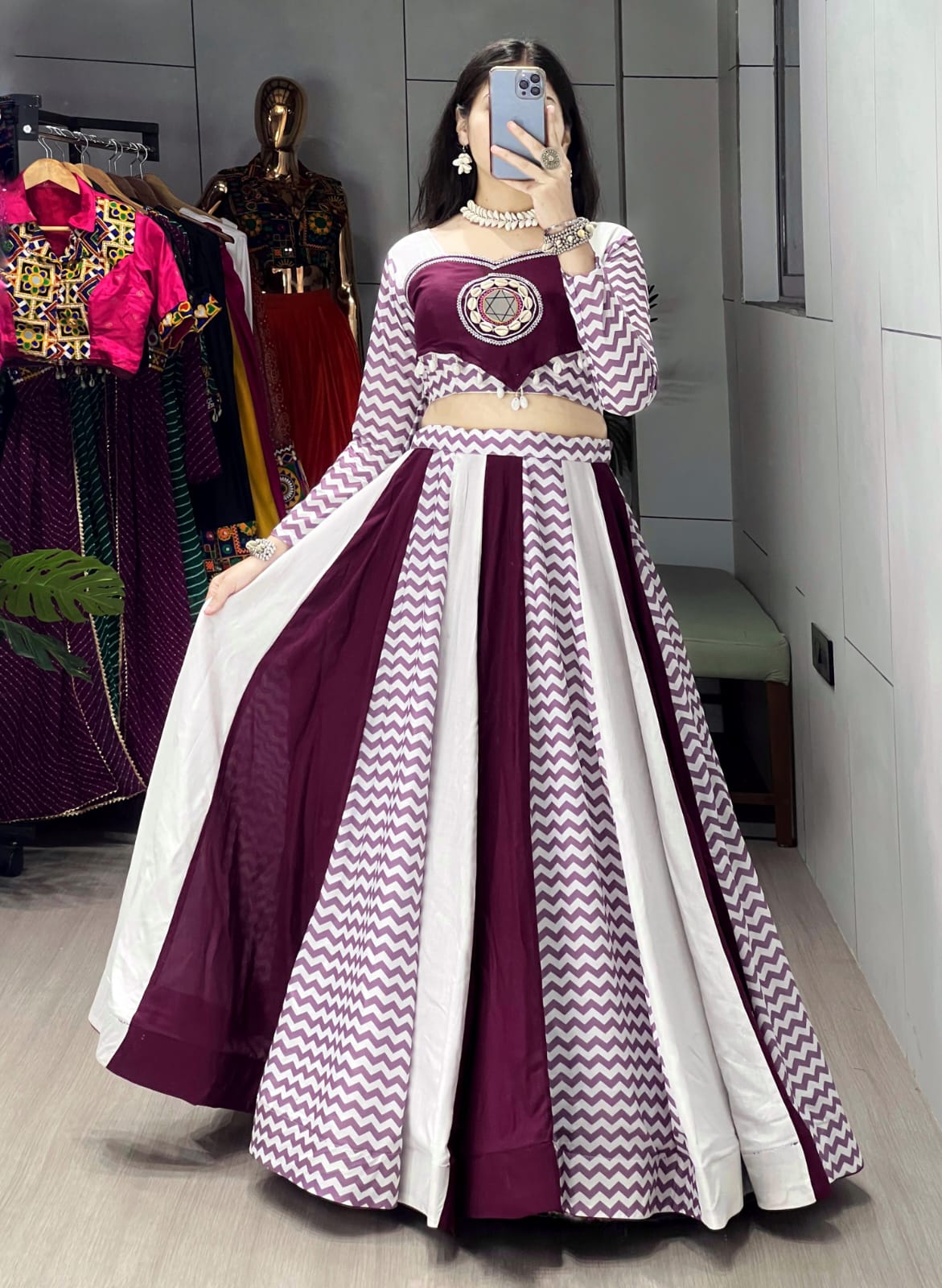 Elegant Wine Lehenga Set – Fully Stitched