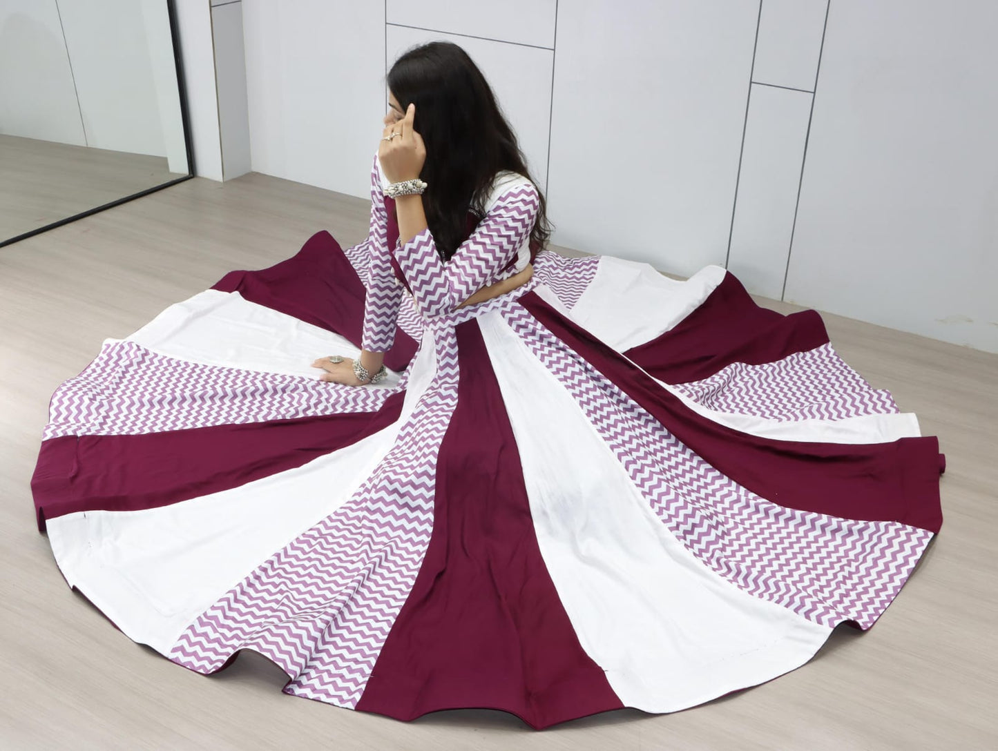 Elegant Wine Lehenga Set – Fully Stitched
