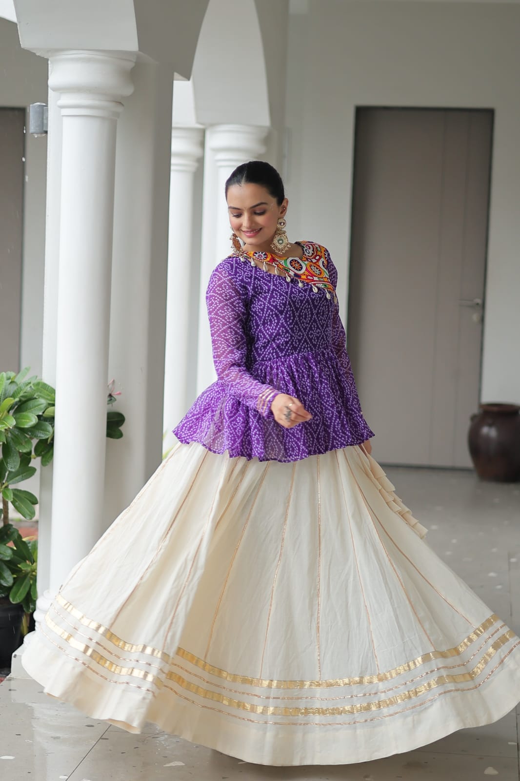 Navratri Special Kora Cotton Lehenga
