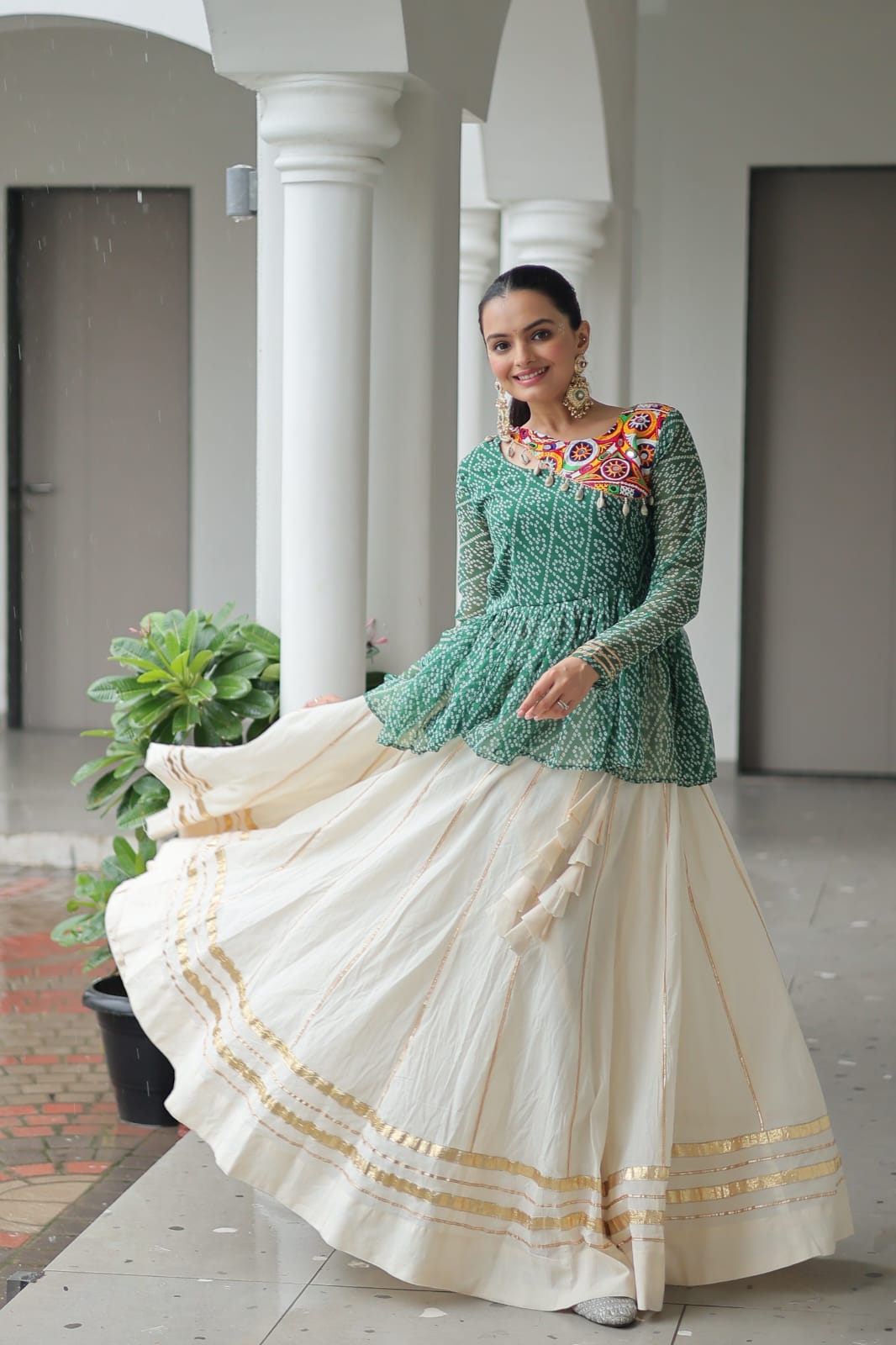 Navratri Special Kora Cotton Lehenga