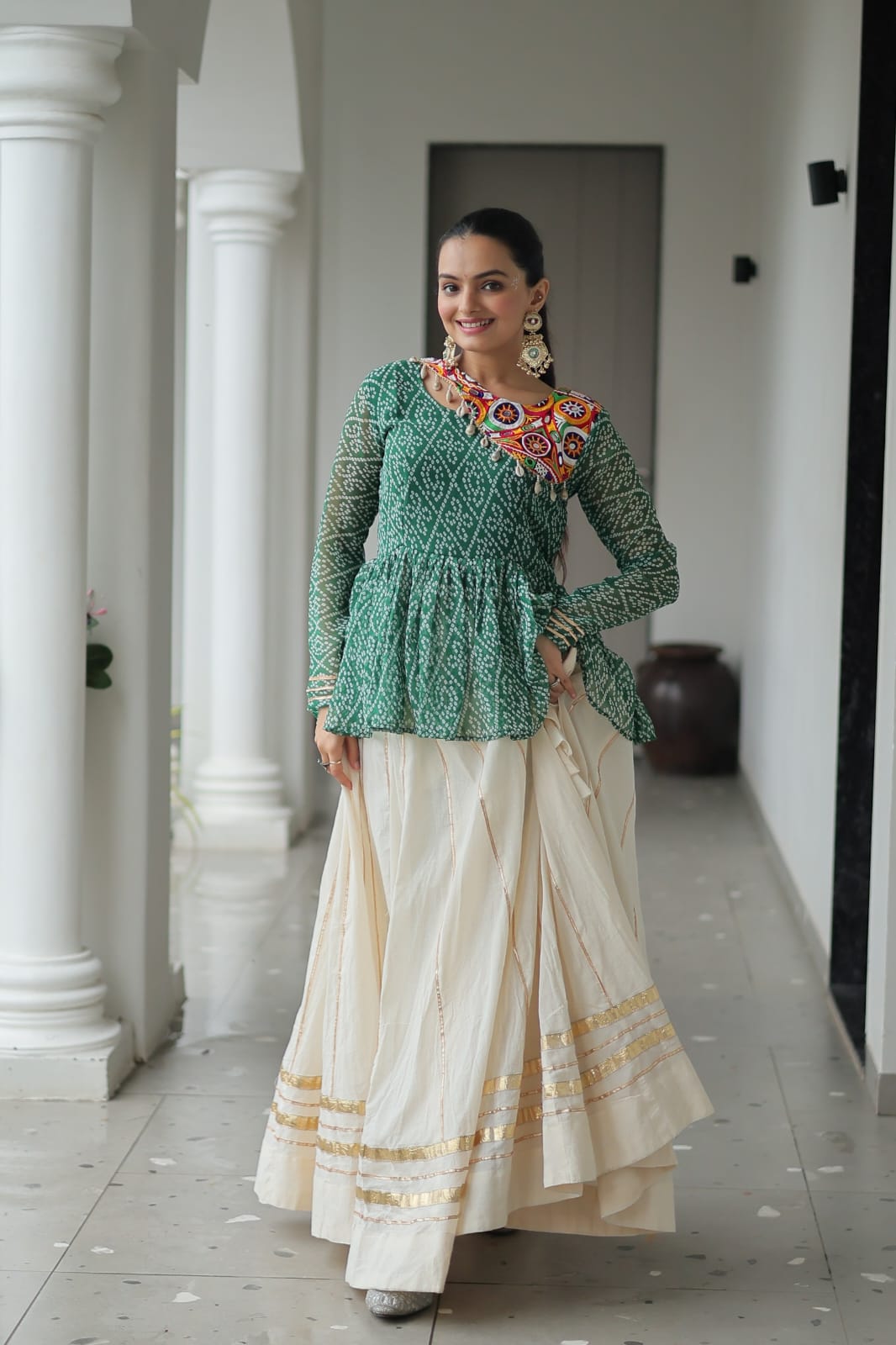 Navratri Special Kora Cotton Lehenga