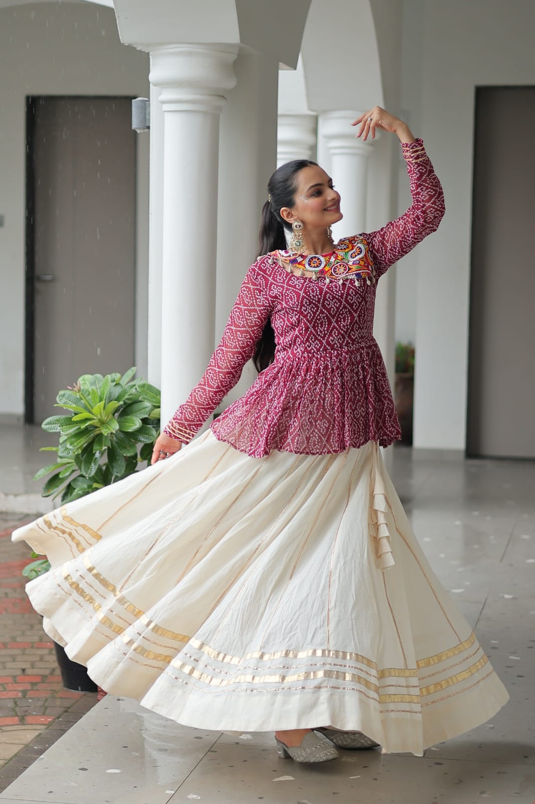 Navratri Special Kora Cotton Lehenga