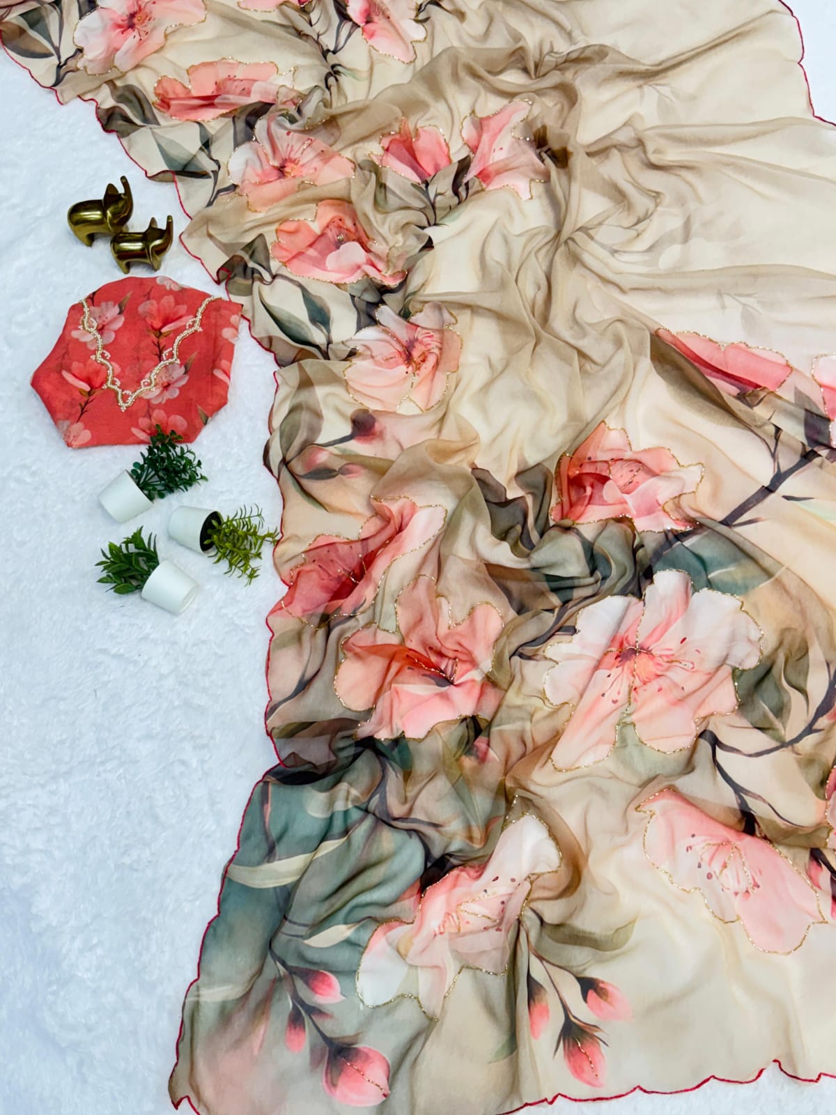 Chiffon Floral Digital Print Saree