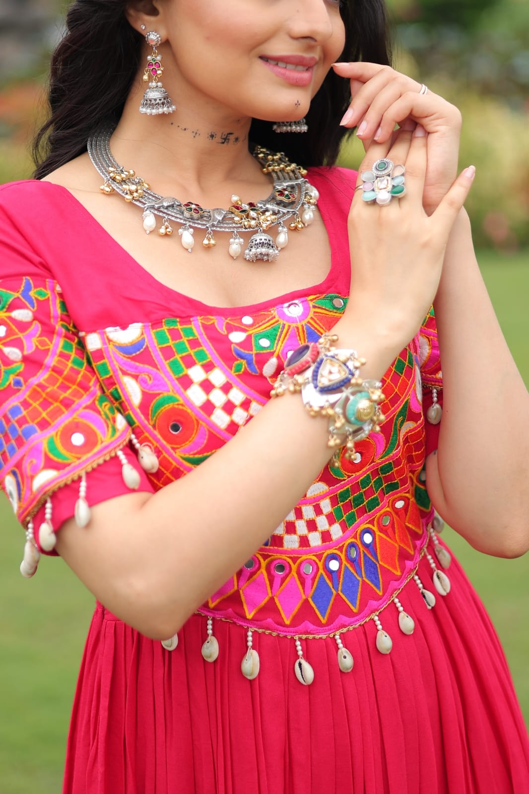 Designer Rayon Gown With Kutchi Gamthi Work