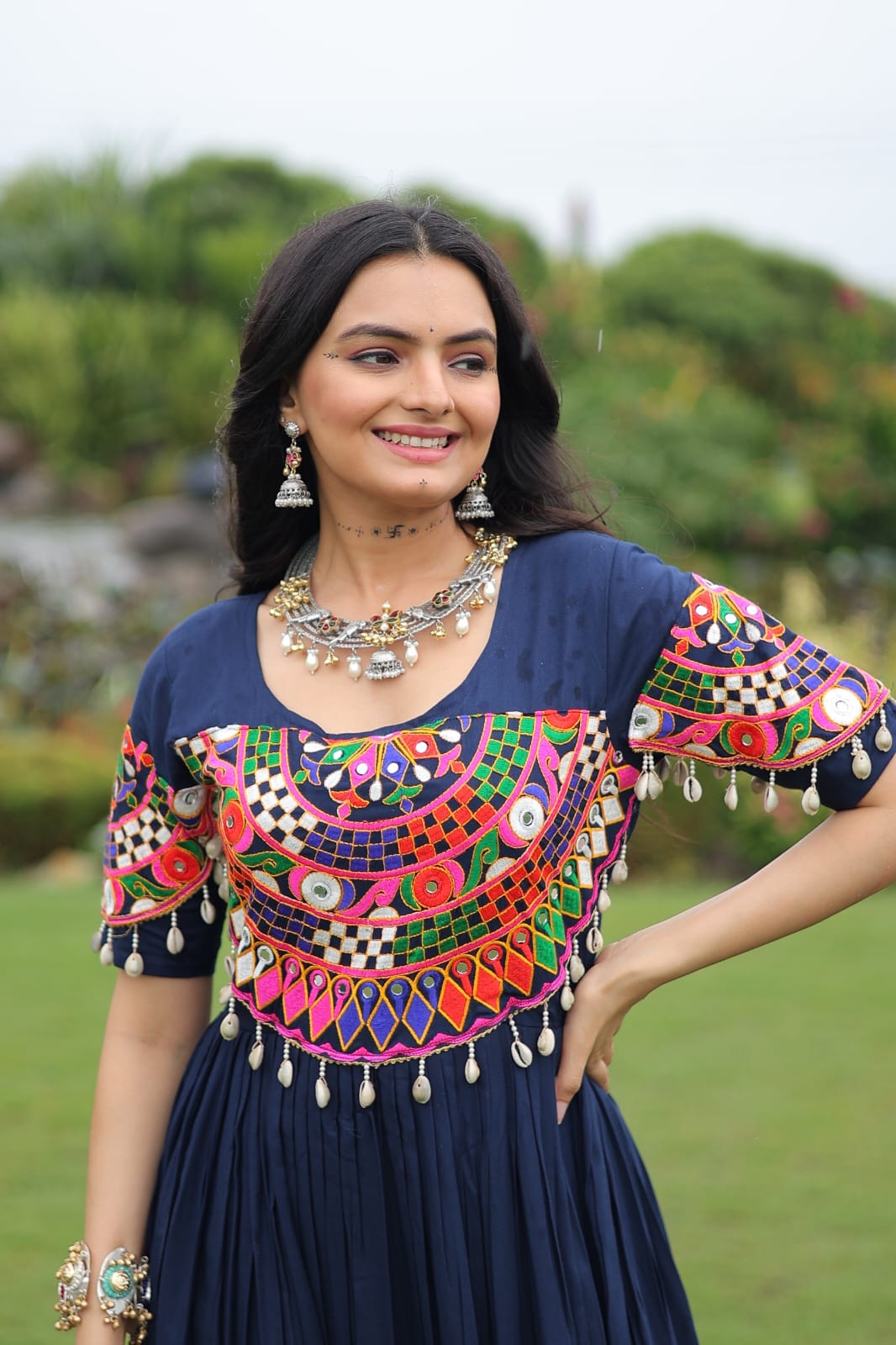 Designer Rayon Gown With Kutchi Gamthi Work