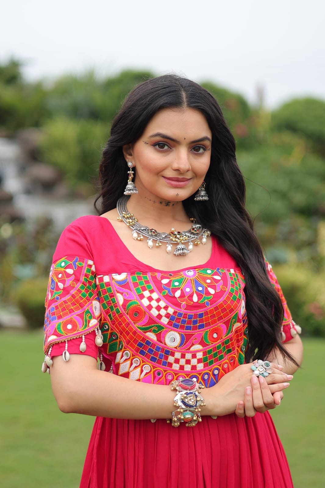 Designer Rayon Gown With Kutchi Gamthi Work