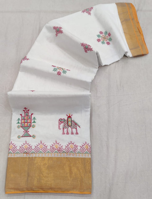 Elegant White Cotton Saree – Subtle Sophistication with a Touch of Tradition