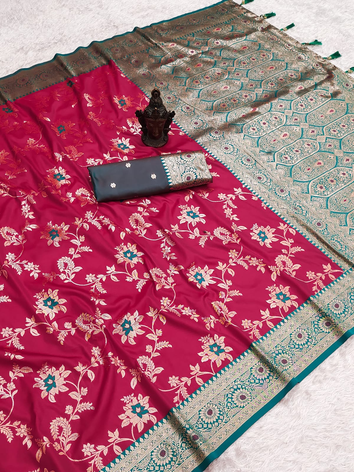 Pure Banarasi Silk Saree - Soft Handloom Weave with Rich Zari Pallu